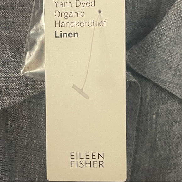 Eileen Fisher Cropped Linen Jacket Top, Gray, Minimalist, Resort Cropped Plus 1X - Picture 4 of 11